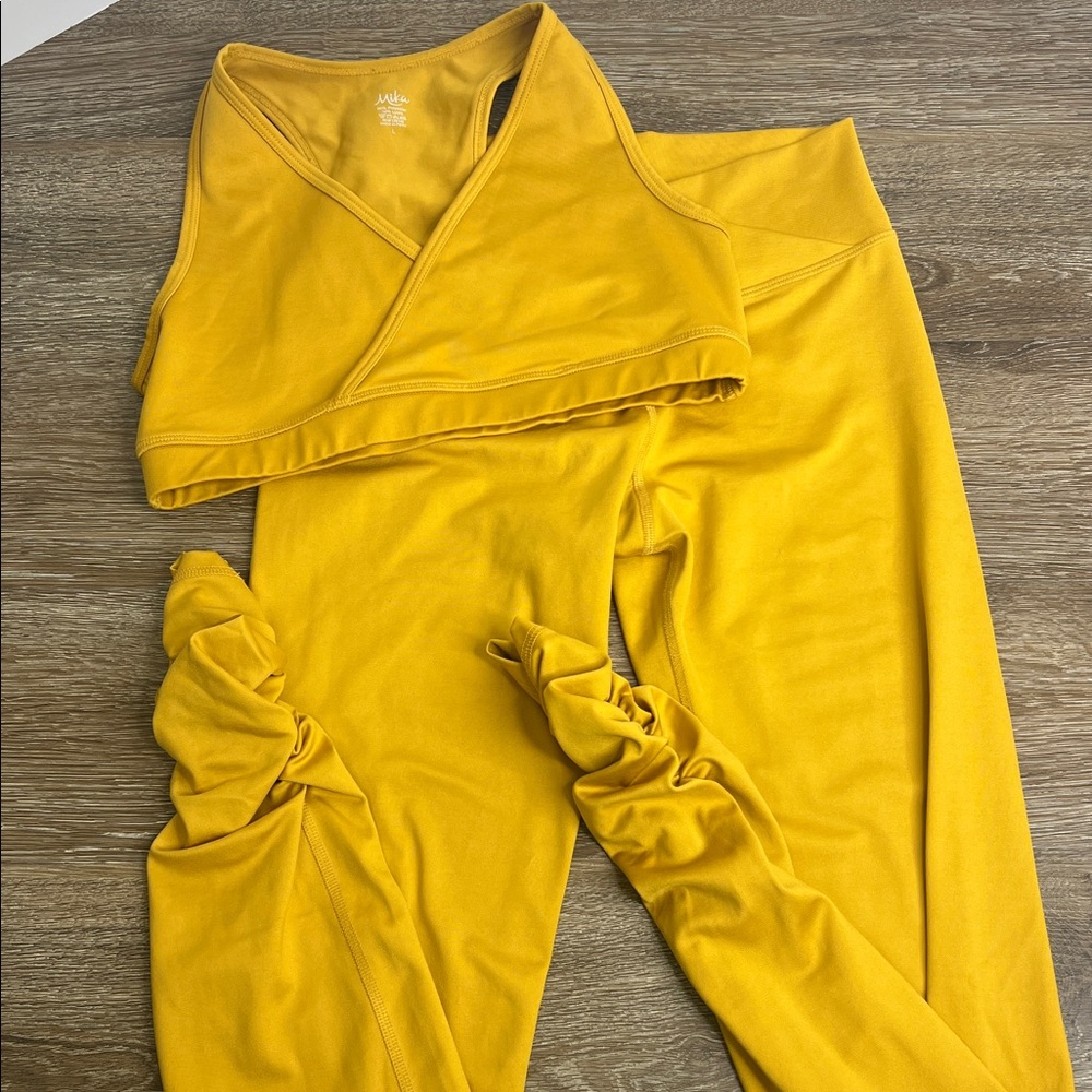 Mika High-Waist Ruched 2 piece set – Mustard Yellow – Size M/L